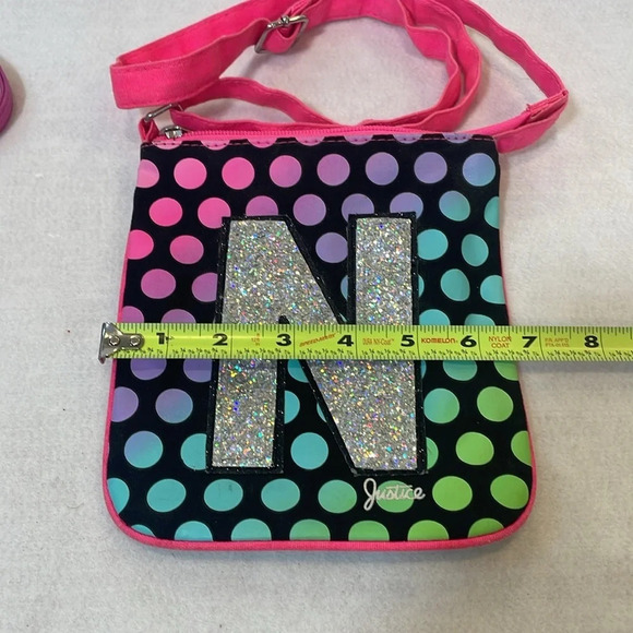 Justice Lot of 2 Girls Purses Crossbody Pink Sequins Barbie Initial Letter N - Picture 5 of 15
